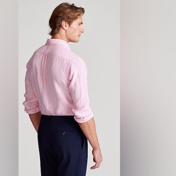 *Sold* Ralph Lauren Polo Men's Pink White Striped Dress Shirt Long Sleeve Sz: XL - Picture 3 of 12